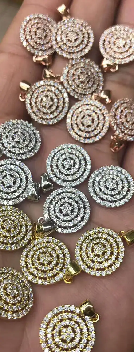 6 шт 16 30 мм Fluorial Micro Pave Diamond Disc Black CZ подвеска Круглый Шарм кольцо в виде сердца