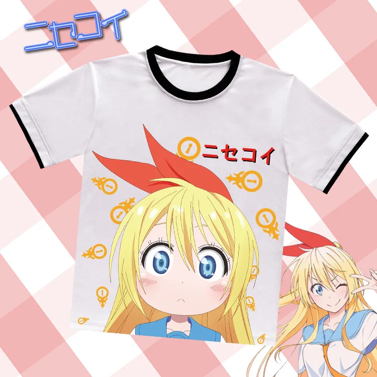 Аниме Nisekoi: ложная любовь футболка кирисаки хитогэ, Onodera Kosaki белый полиэстер футболка Летняя активная футболка Otaku одежда - Цвет: D0540