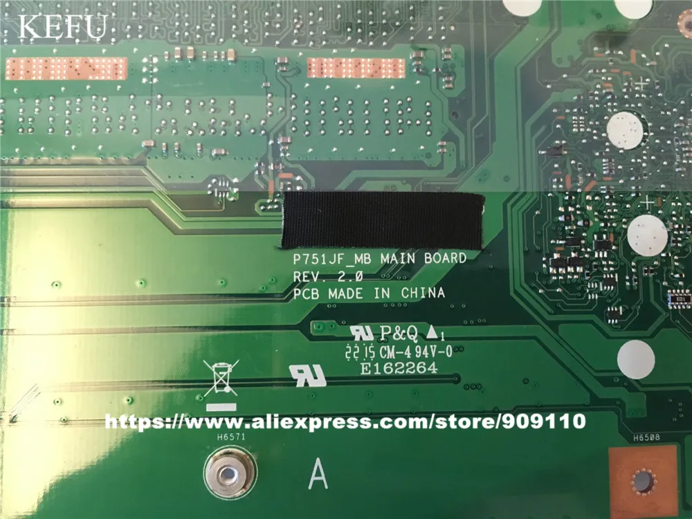 Материнская плата KEFU для ноутбука ASUS P751JF Rev.2. 0 PGA947 DDR3 с графикой 4 Гб 60NB0810 полное