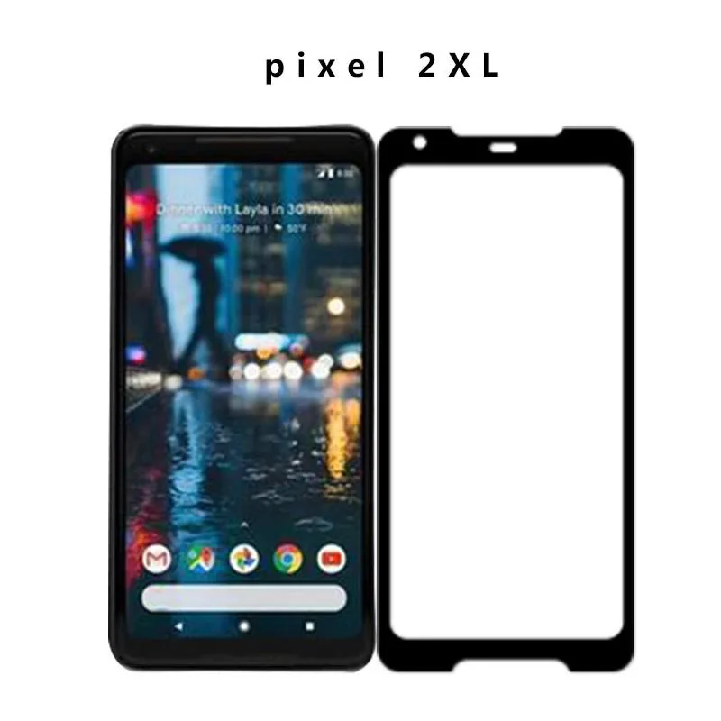 Полное покрытие закаленное стекло для Google Pixel 2 защита экрана размера XL защитная