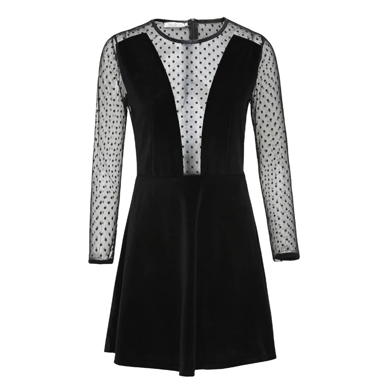 2017 новые модные женские пикантные перспектива бархатное платье с длинными