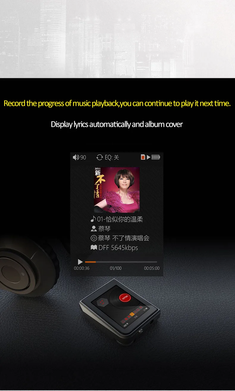 Yescool A50 портативный металлический HIFI MP3 HD плеер без потерь DSD 256 Sports Walkman Поддержка TF карты лирический дисплей Быстрая зарядка