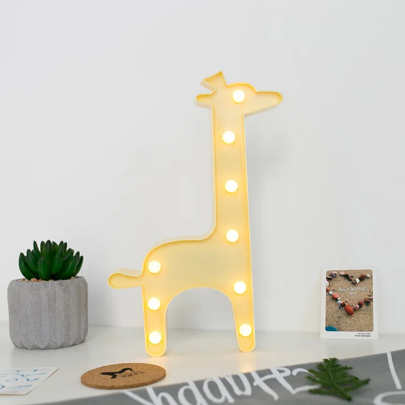 Красочные светодиодный животных Ночные Огни праздничного декора Жираф