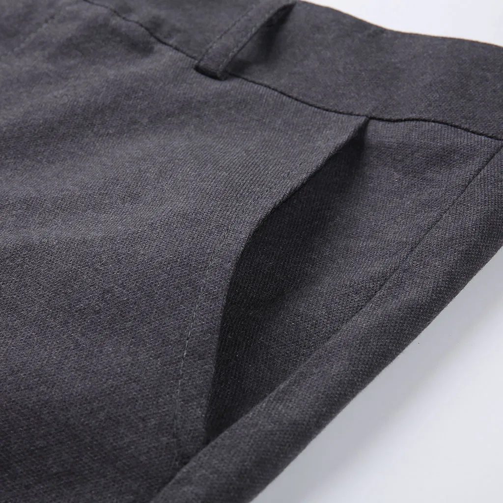 Классические мужские брюки чистый цвет деловой костюм хлопковые облегающие