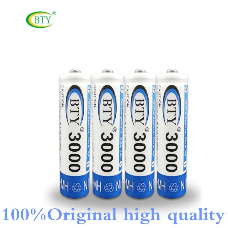 Высококачественные перезаряжаемые батареи AA 3000 8 X BTY Ni MH 1 2 V 2A батареи|battery a|battery
