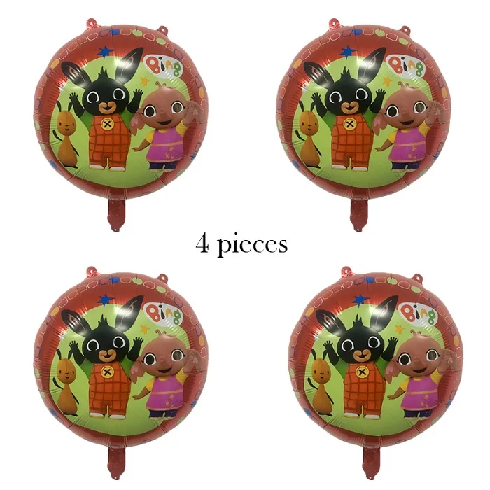 18inches 4pieces Дети bing кролик игрушка кролик комплект на день рождения 2 3 4 5 6 лет алюминиевая фольга гелиевые шары вечерние украшения для детей - Цвет: 18inches 4pieces