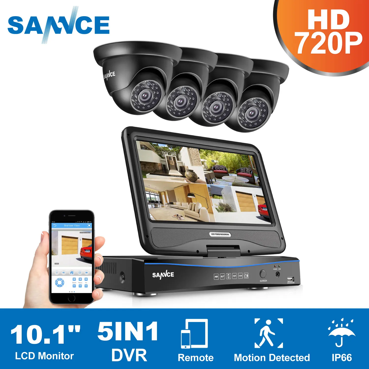 SANNCE 4CH 1080N HD 10 1 дюймов дисплеер DVR 4 шт. 1.0MP 720P купольные камеры для видеонаблюдения