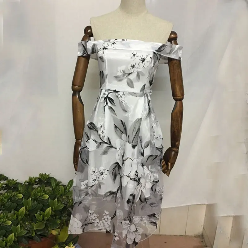 2018 Summer dress women new arrival slash neck sexy party print voile mesh breathable mid long ladies | Женская одежда