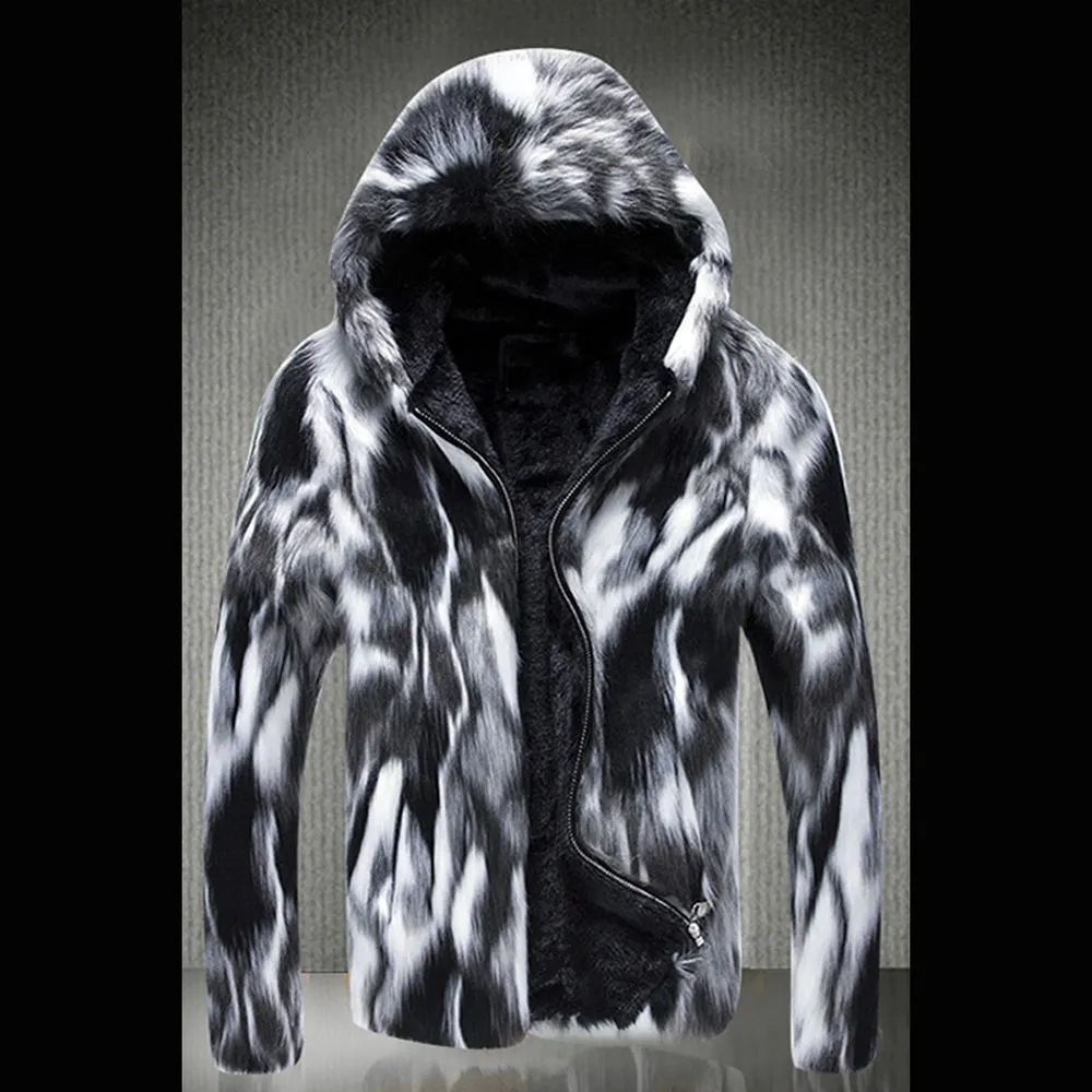 Мужская куртка с искусственным мехом толстая кожаная ветровка лисьим большие