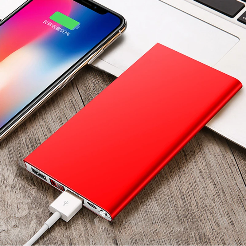Портативное ультратонкое полимерное зарядное устройство 20000 мАч два порта USB