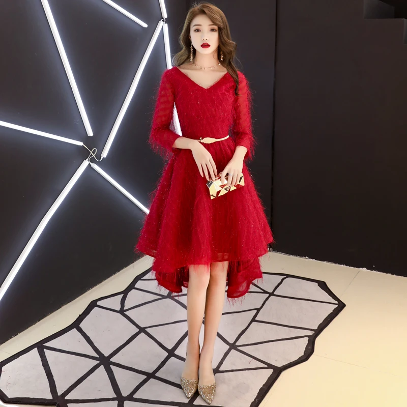 Вечернее платье weiyin de soiree Новое Элегантное Длинное Платье винно красного цвета с
