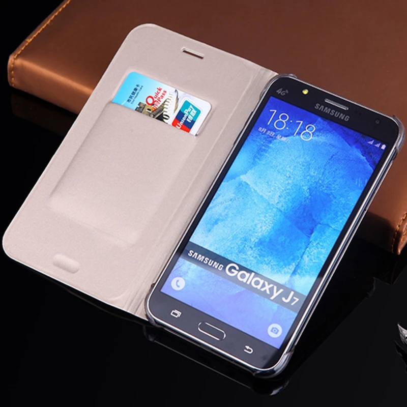 Slim Wallet Leather Case Flip Back Cover Shell Card Holder Phone Mask For Samsung Galaxy J7 2015 J700 J700F J700H J700G J700M