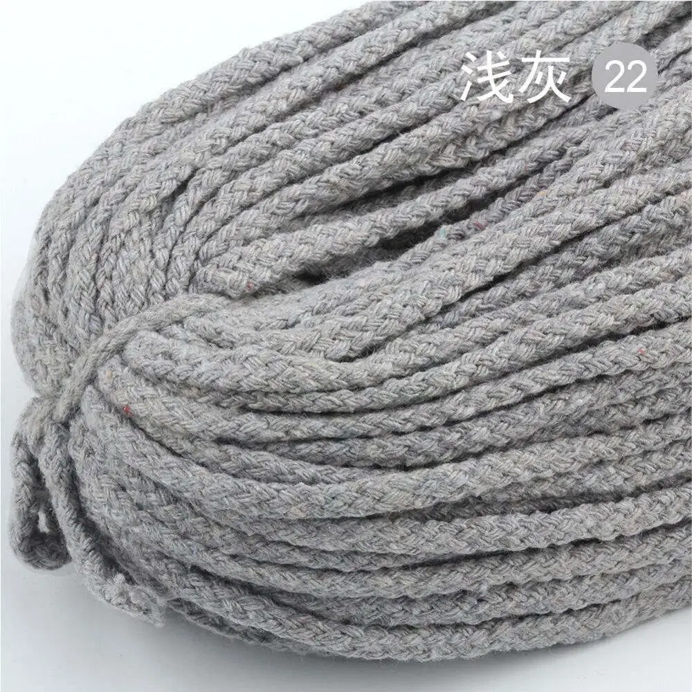 5M Light Gray 5 м/лот, 5 мм, толстый цветной декоративный витой шнур, чистый белый, красный, розовый, зеленый, черный, вязаный шнур, Котон, декоративная веревка - Цвет: 5M Light Gray