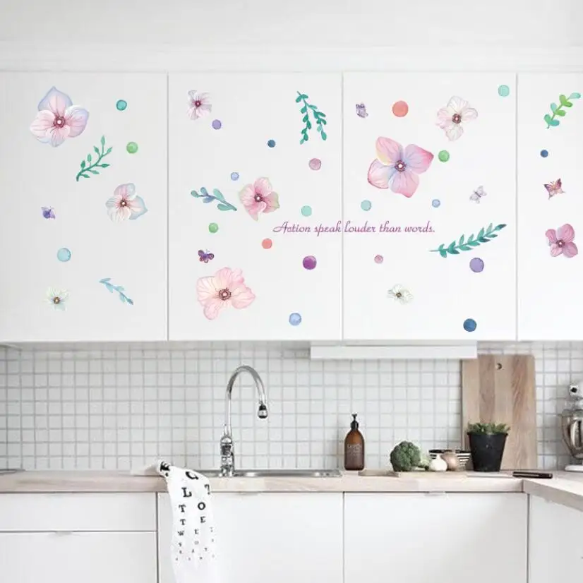 Romantic Flowers Vintage Poster Home Furniture Kitchen Wall Stickers Self Adhesive diy Fridge Murals Decals Room Decor XN077 | Дом и сад