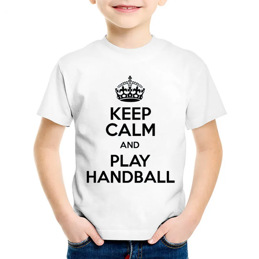 Модные детские футболки с принтом Keep Clam And Play летние для мальчиков и девочек