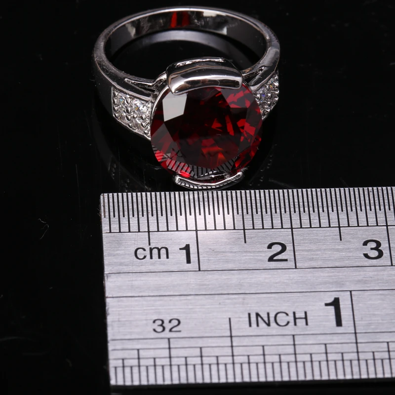 Простой овальной Oxblood красный гранат стерлингового серебра 925 Для женщин Модные