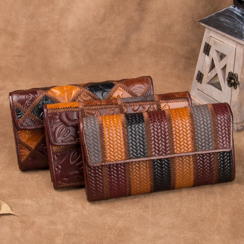 Genuine Leather Women Wallet Long Purse For Lady Clutch Bags 3 Model Card 8097- | Багаж и сумки