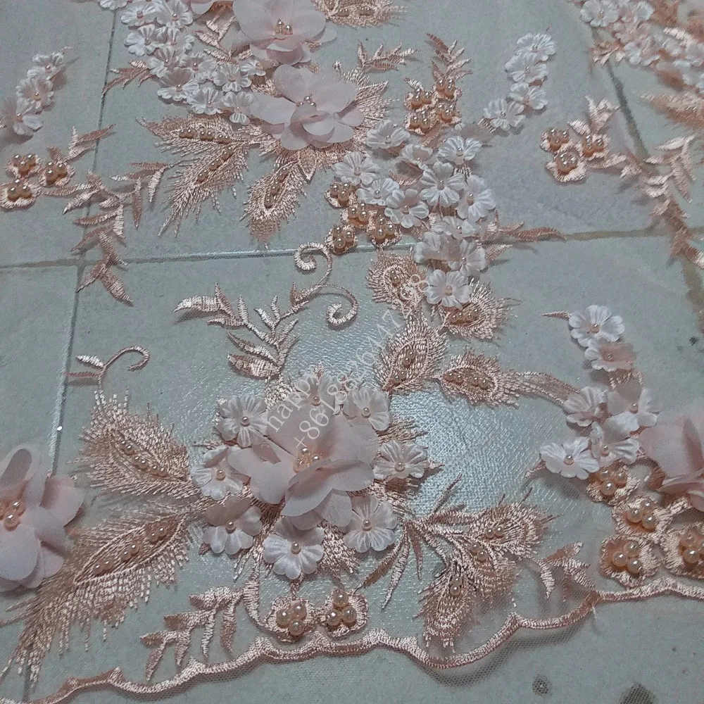 Новейший дизайн 2017 французское кружево красивое 3D Тюлевое с цветочной вышивкой