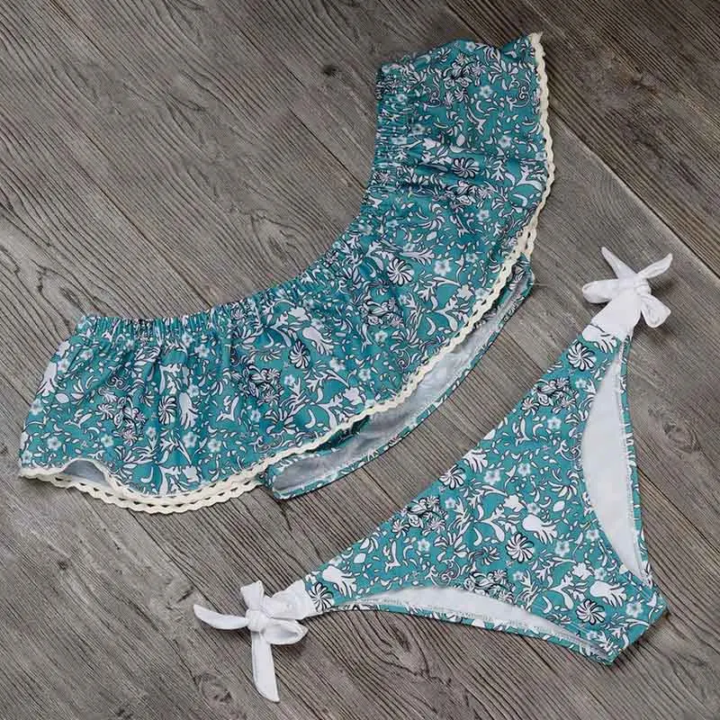 2018 купальник женский с рюшами бандо купальный костюм пуш-ап Пляжная одежда 018