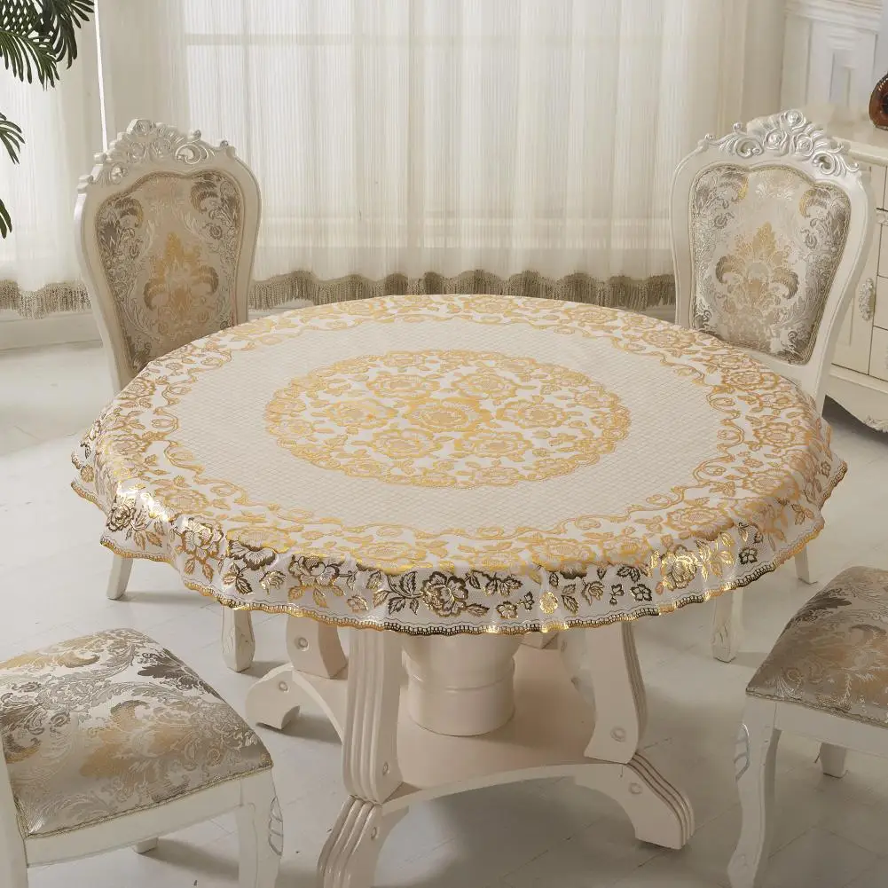 

PVC Waterproof Oilproof Round Tablecloths Popular Embroidery Table Cover Tablecloth Round for table Home Hotel Banquet