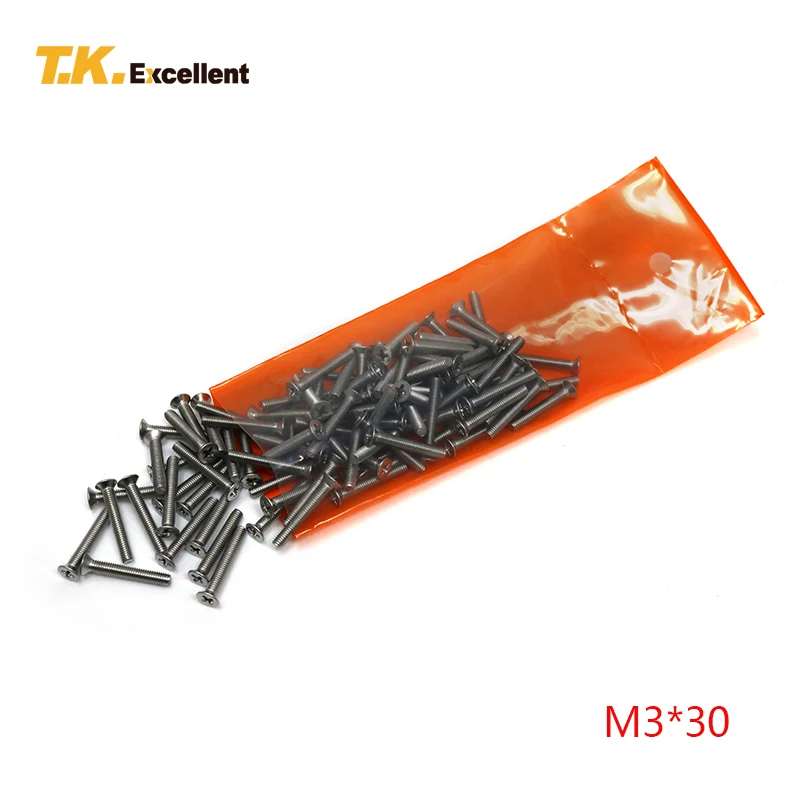 T. K. Отличный 50 шт M3 * 30 Круглый головкой комбинированные винты машины материалы