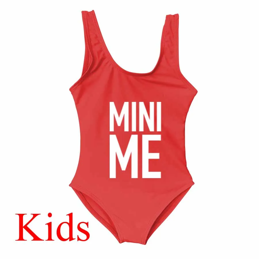Kid Red Новые Купальники для мамы и дочки; одинаковые комплекты одежды для семьи; бикини для мамы и дочки; слитный купальник - Цвет: Kid Red
