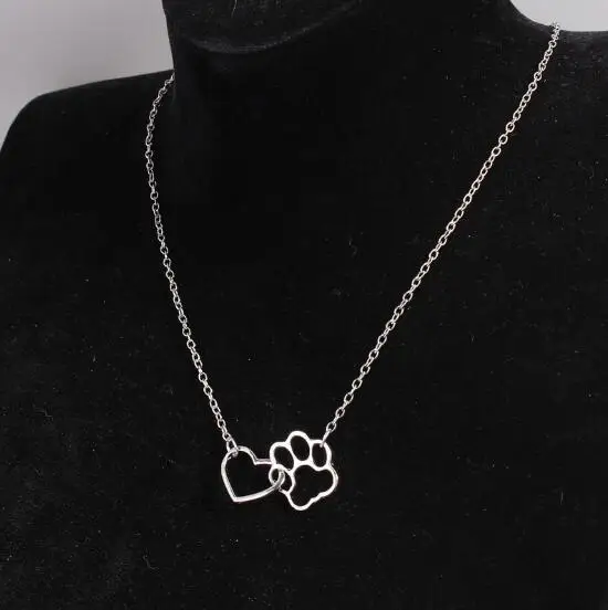 LUMPER Hollow Pet Paw Footprint Necklaces Shellhard Cute Animal Dog Cat Love Heart Pendant Necklace For Women Girls Jewelry 08 | Украшения