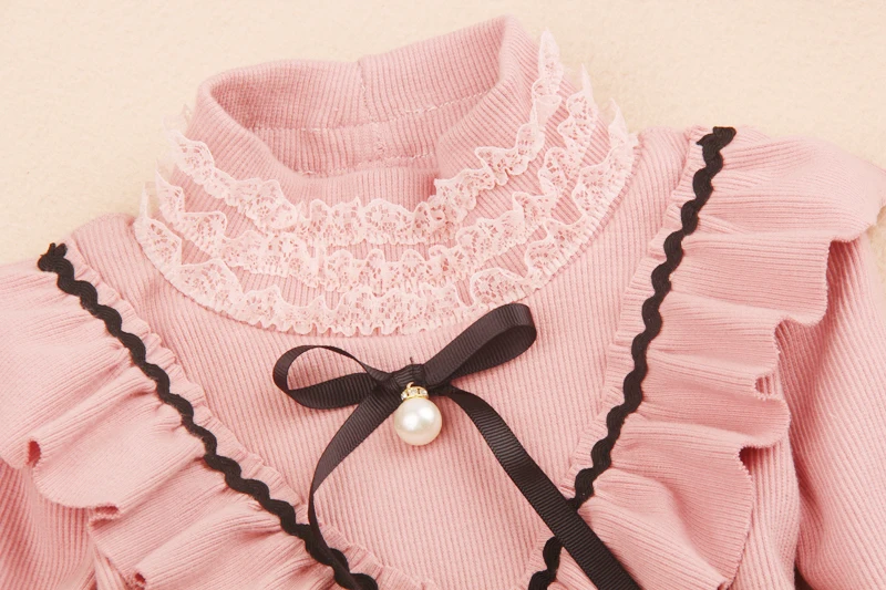 Осенняя одежда для маленьких девочек детская блузка с милым бантом школьная