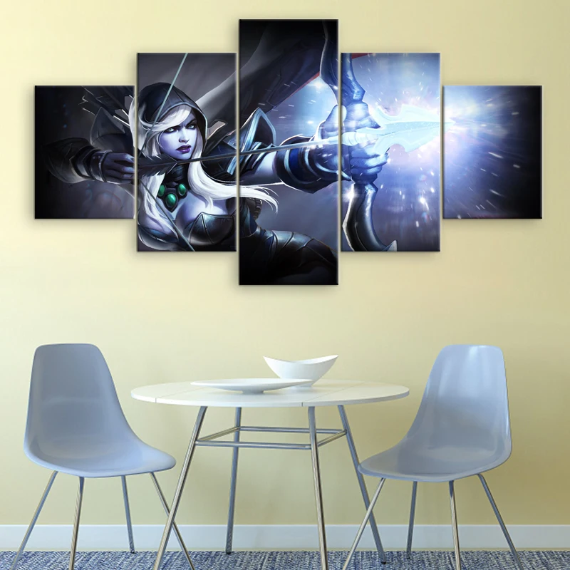 5 панель Dota 2 Drow Ranger холст печать игра постер Настенный декор живопись для