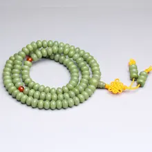 BRO685 Buddist 108 Bodhi молитвенные бусы Mala 8x6 мм зеленый талипот пальмовый
