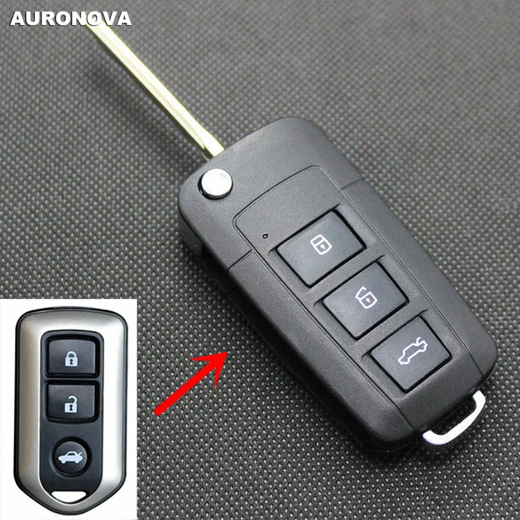 

AURONOVA, новый улучшенный раскладной ключ для Toyota Yaris Highlander Camry, 3 кнопки, модифицированный чехол для дистанционного ключа от машины