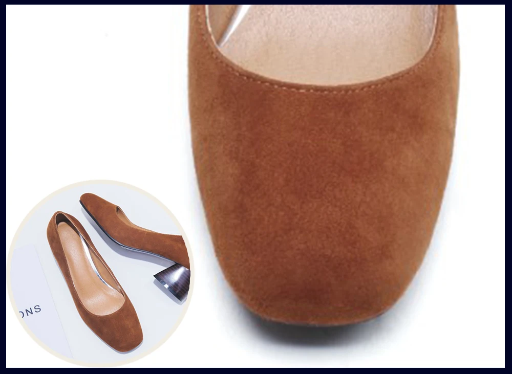 SOPHITINA Shallow Women's Pumps High Quality Kid Suede Med Square Toe Slip-on Shoes Hot Sale Concise Comfortable New Pumps SO108