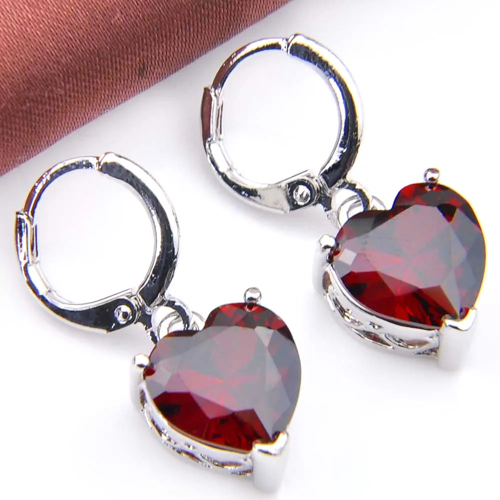 Серьги-подвески Luckyshine в форме сердца из серебра с кубическим цирконием разных