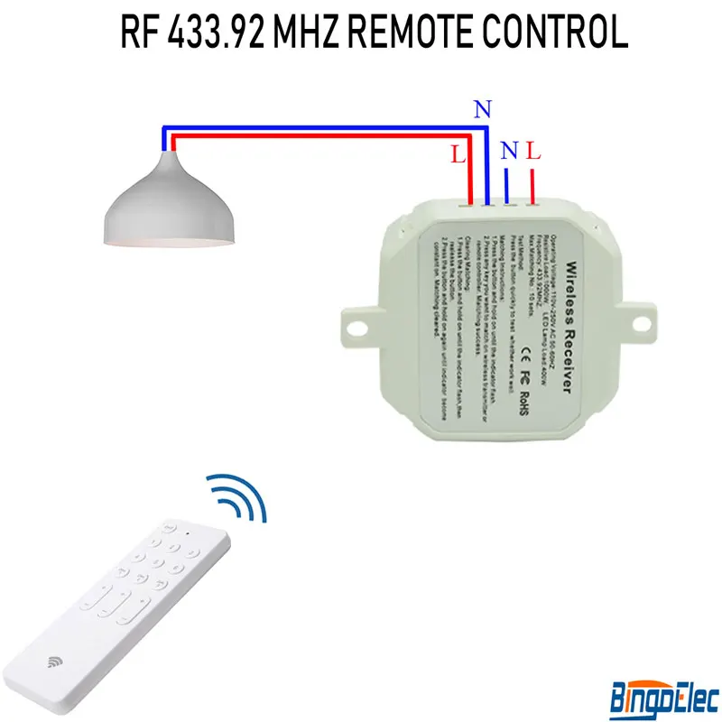 Remote Receiver Bingoelec wifi беспроводной приемник переключатель RF 433,92 МГц предохранитель съемное реле сигнала дистанционного управления приемника по телефону AC 100 V-240 - Цвет: Remote Receiver