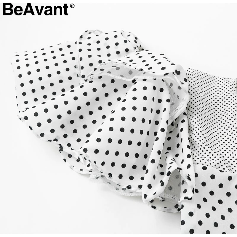 BeAvant Пышное Платье с квадратным вырезом и рюшами на рукавах, сексуальное платье в горошек, женские платья в стиле бохо, ретро, хиппи, короткие платья для вечеринок, vestidos