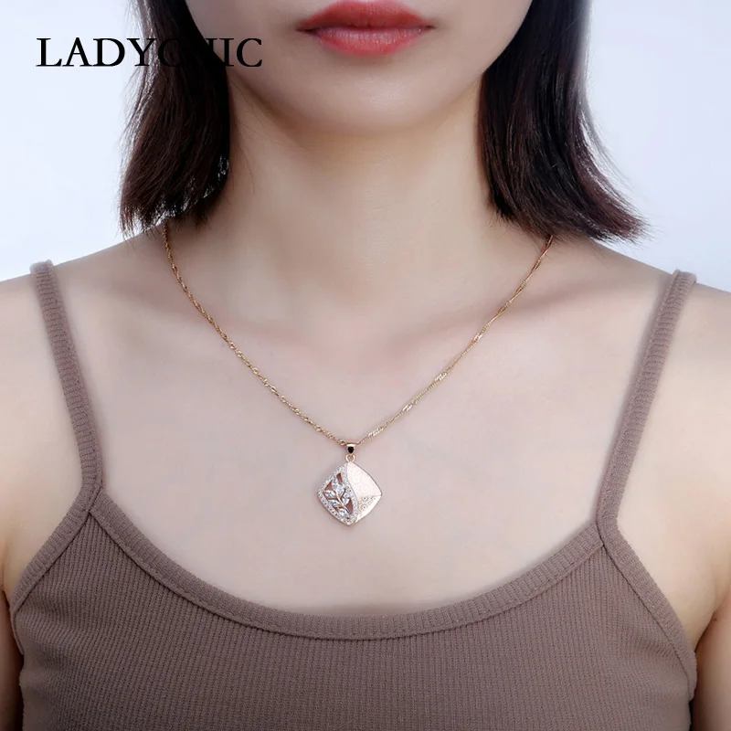 Женское Ожерелье в форме листа оливы LADYCHIC ожерелье с кристаллами из циркония