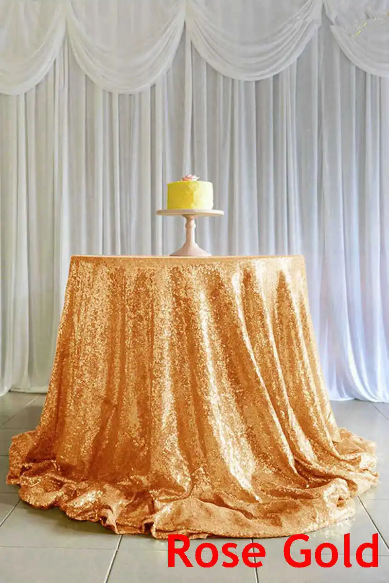 Rose Gold B·Y 72inch-180cm Round Sequin Tablecloth Pink Gold Sequin Table Cover for Christmas Party Wedding decor-9531 - Цвет: Rose Gold