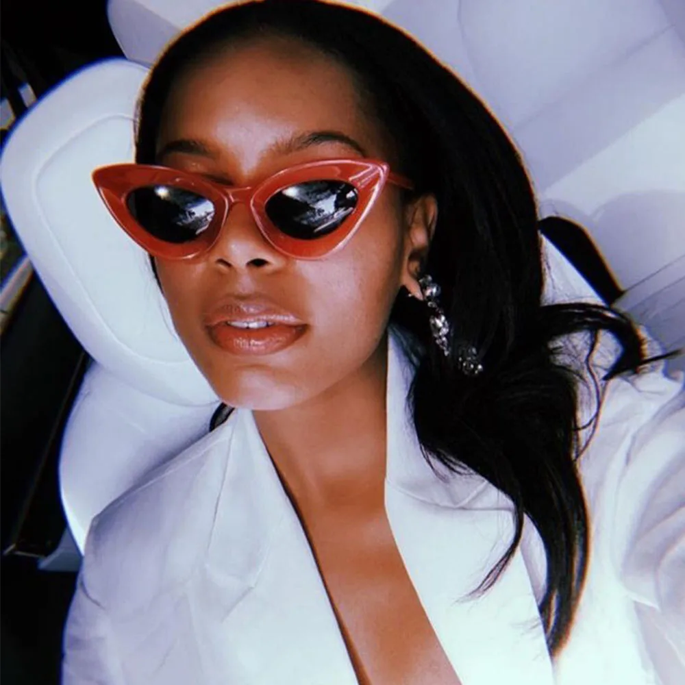 Женские винтажные солнцезащитные очки кошачий глаз в маленькой оправе |