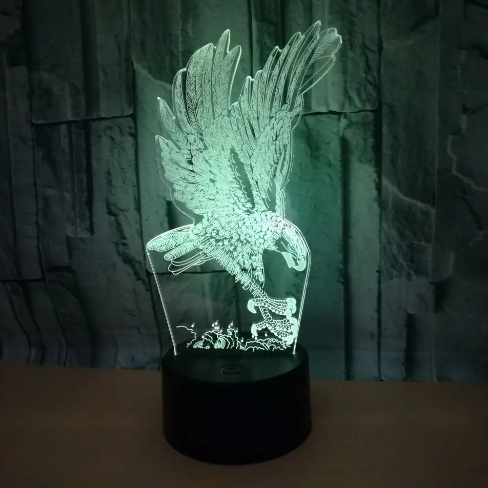 Новая светодиодная 3d лампа Eagle 7 цветов настольная с постепенным визуальным