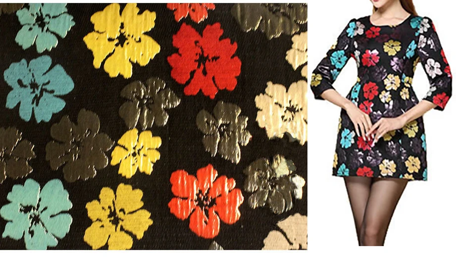 

Fashion Spring and Autumn fabric,Colorful flowers Jacquard brocade cloth,Fabrics per meter,145cm*100cm/pcs