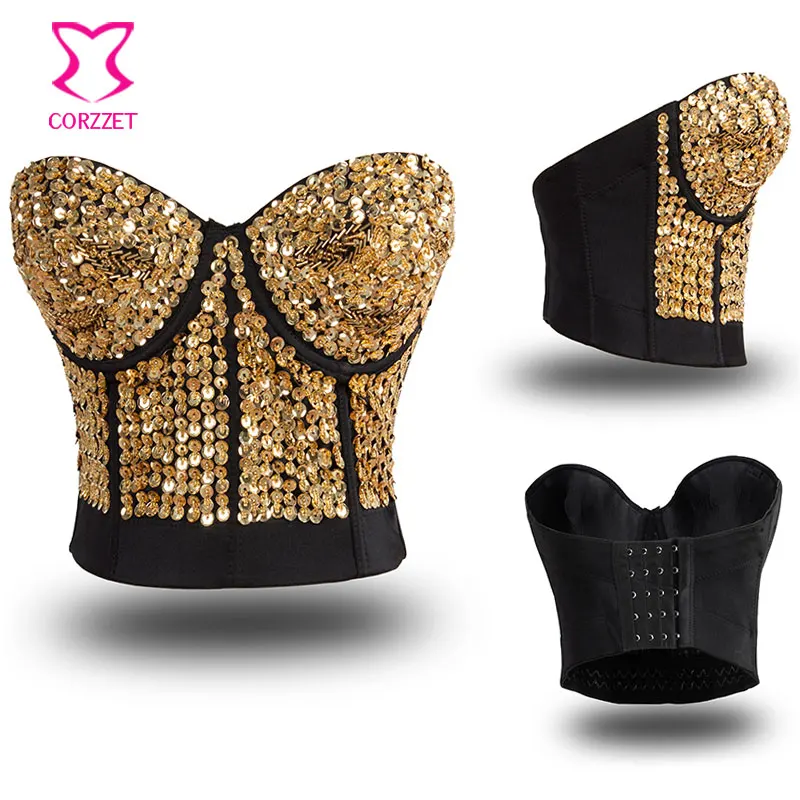 (2 шт./лот) бюстгальтер бюстье с блестками золотого/серебряного цвета женское