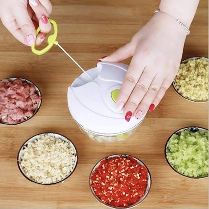 Manual Food Chopper Processor for Onion Garlic Lettuce Tomato Hand Pulled Vegetable Cutter Mincer Slicer Kitchen Blender | Дом и сад