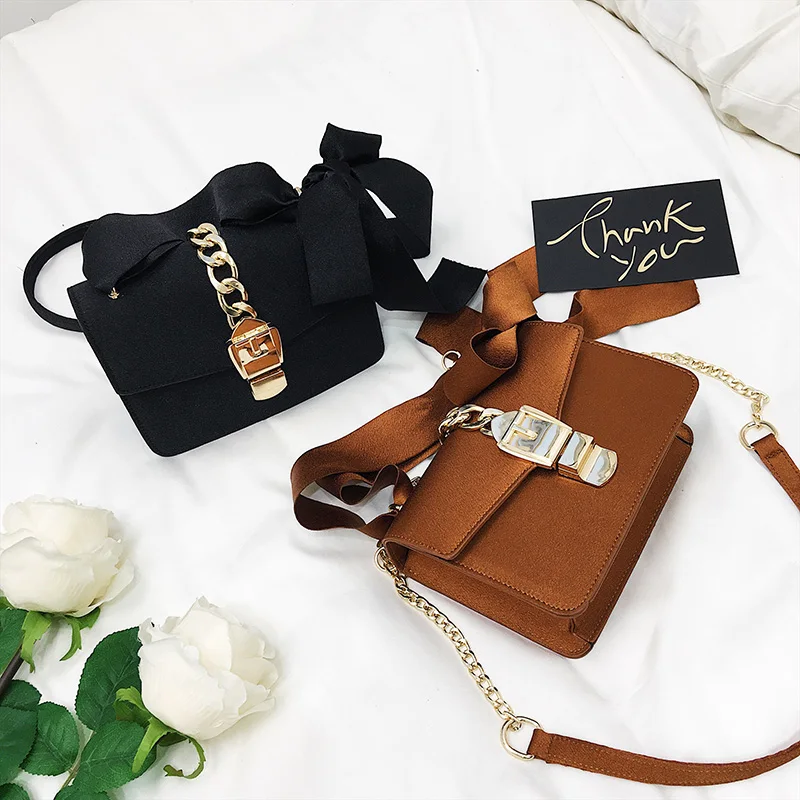 TekiEssica Весенняя мода красный бархат бантом цепи клапаном сумка мини Shoudler Crossbody