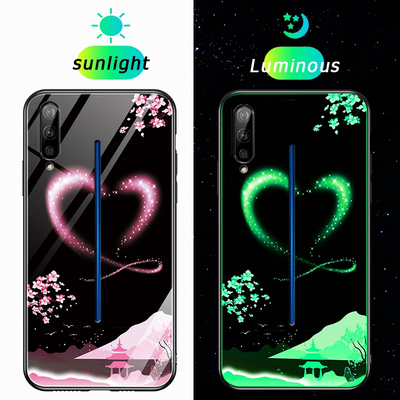 Luminous Tempered Glass Cases For VIVO IQOO X23 X21 i UD X20 X9S Plus X27 Coque Back Cover Soft Silicone Anti- fall Thin Shell |