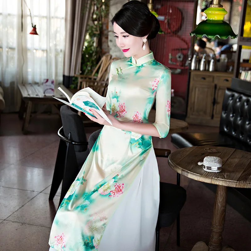 Шанхай история Вьетнам aodai Китайская традиционная одежда китайское платье-Ципао длинное китайское платье Чонсам современный чонсам