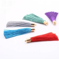 20pcslot 23 colors 6cm long cotton silk tassel cords for earrings with metal caps charm pendants tassel jewelry making findings