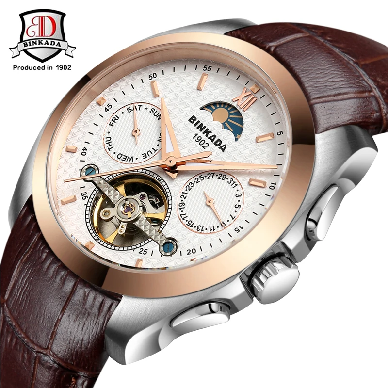 BINKADA 2019 часы для мужчин Элитный бренд Tourbillon механические автоматический Бизнес