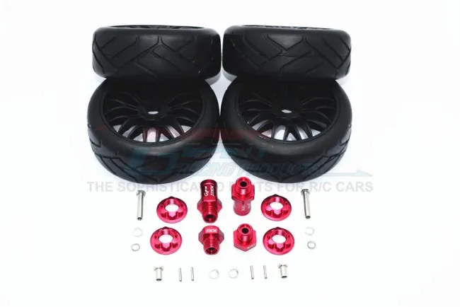 1/10 AXIAL YETI 90026 ALLOY FRONT &amp REAR HEX ADAPTERS+RUBBER ON-ROAD RADIAL TIRES WITH PLASTIC WHEELS-SET YT88910/0823 | Игрушки и
