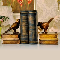 2pcs retro birds bookends crafts statue figurines bedroom decoration home furnishings desk bookcase personality resin ornaments
