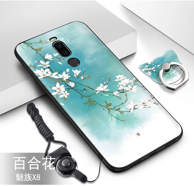 Meizu X8 X 8 чехол, силиконовые, Роскошные, симпатичные, из мягкого ТПУ, чехол+ ремешок с узором, кольцо, задняя крышка для Meizu X8 X 8, чехол, coque fundas